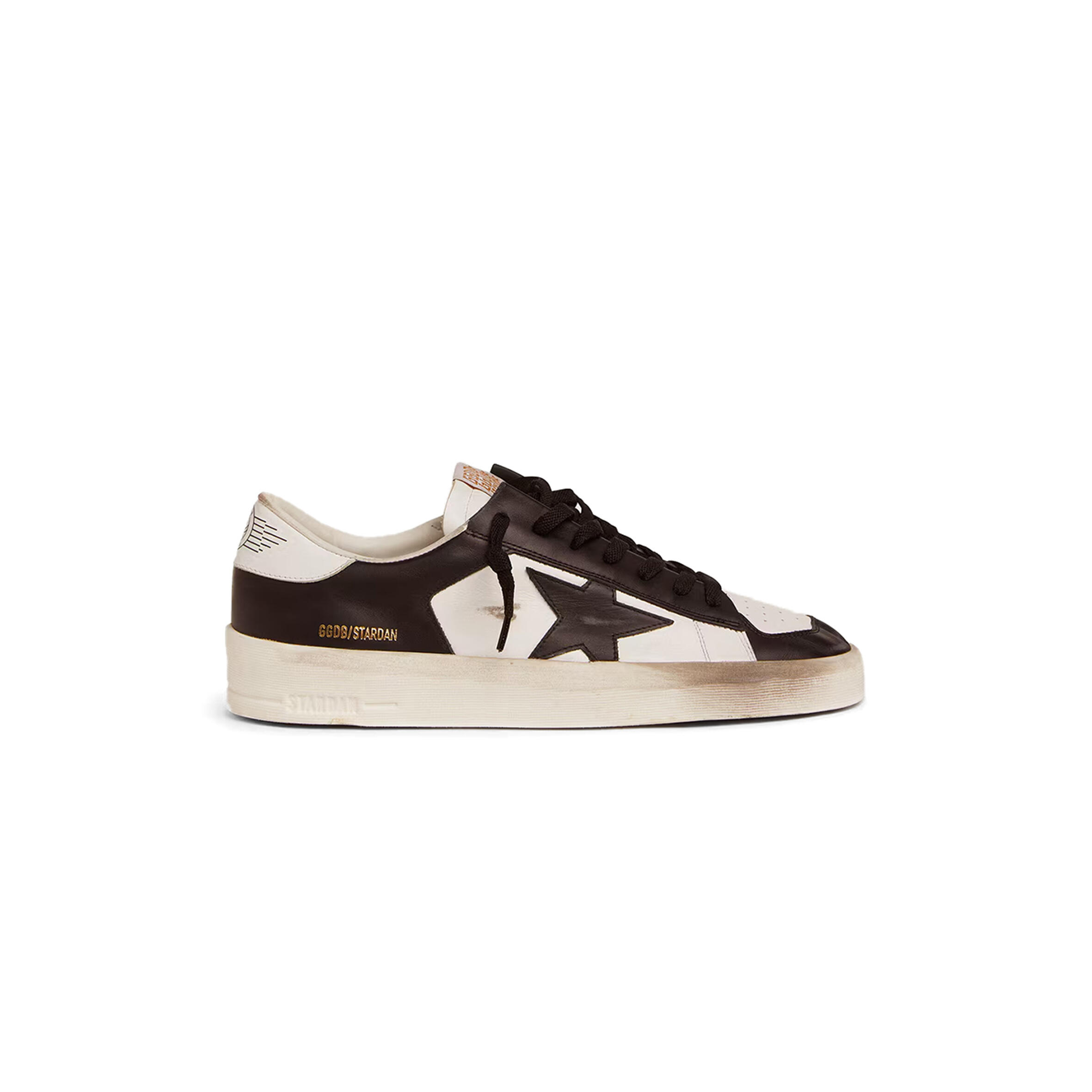 GOLDEN GOOSE MEN'S STARDAN IN WHITE AND BLACK LEATHER GMF00128